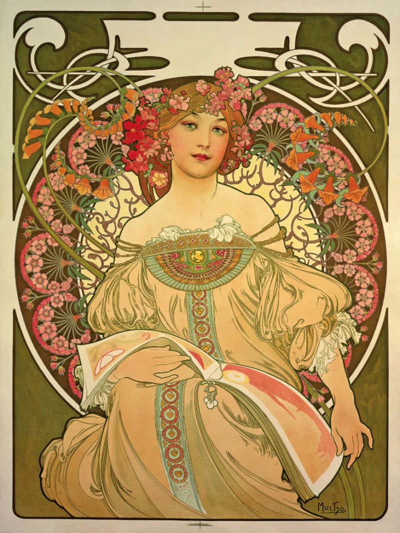 Rêverie 1897 Litografia a colori, 72,7x55,2 cm ©Mucha Trust 2025